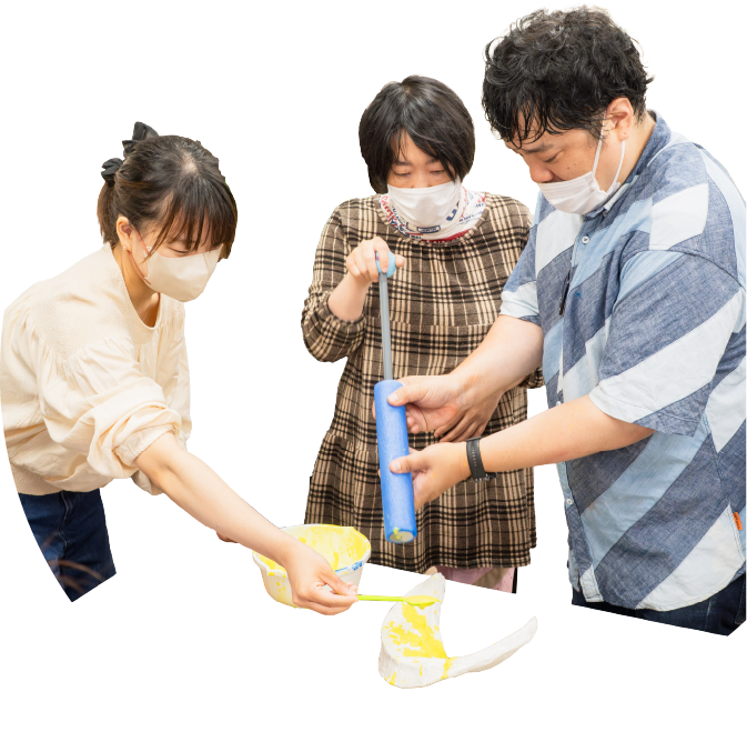 風で色をつける様子