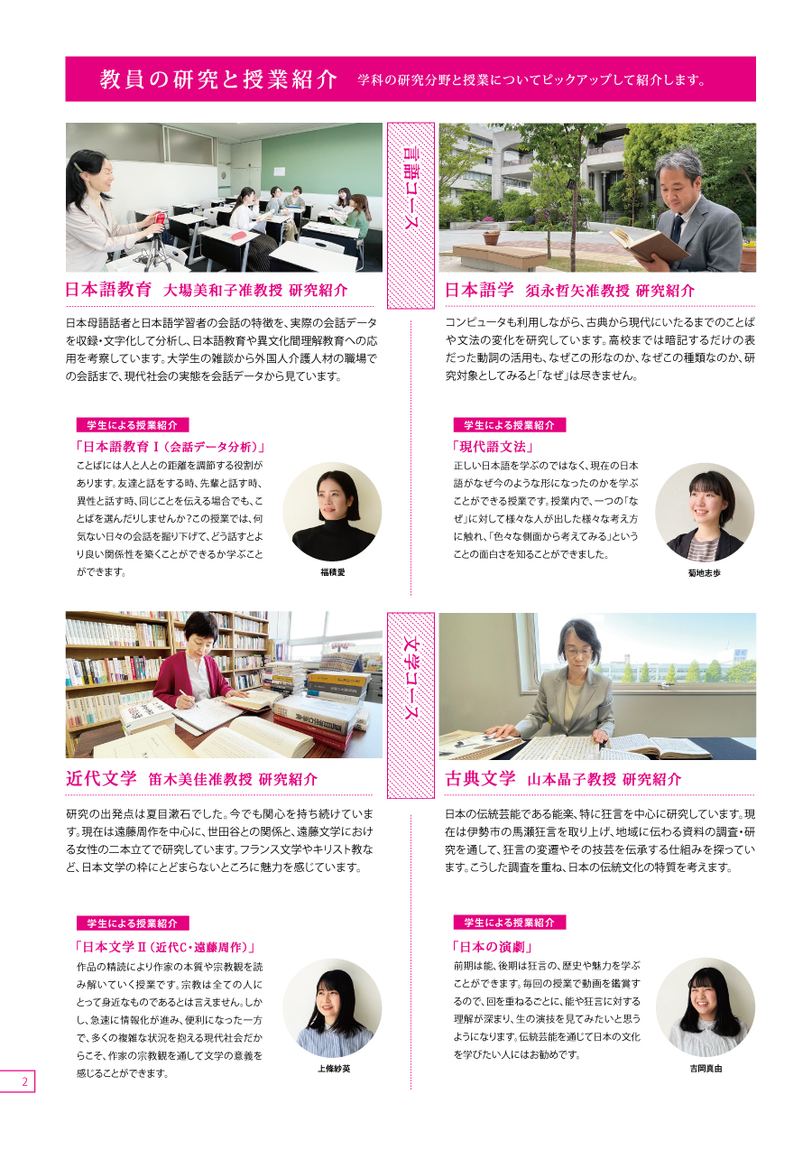 昭和女子大学日文パンフレット２０２２（２頁）